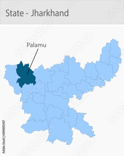 Palamu-Jharkhand_Map detailed map illustration graphic for educational reference, geographic visualization, design layouts, presentations, digital med