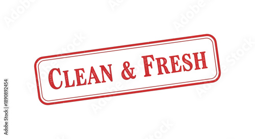 A rectangular red stamp displays the words clean fresh in bold uppercase lettering on a white background