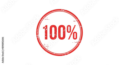 A distressed circular red stamp displays the text 100 indicating completeness or full satisfaction high quality professional detailed