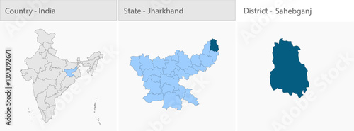 Sahebganj_Map_vector detailed map illustration graphic for educational reference, geographic visualization, design layouts, presentations, digital med