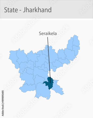 Seraikela-Jharkhand_Map detailed map illustration graphic for educational reference, geographic visualization, design layouts, presentations, digital