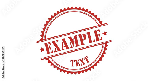A vibrant red circular stamp with the word example prominently displayed in bold uppercase lettering high quality professional