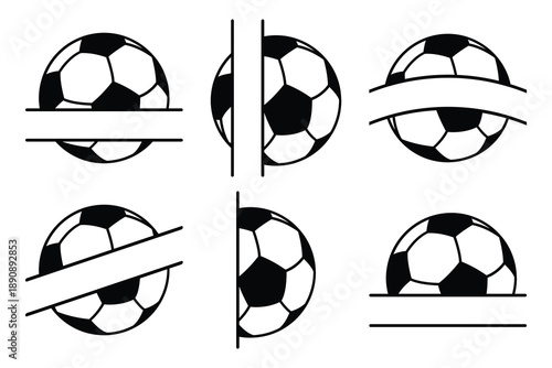 Soccer ball split monogram, sports monogram template