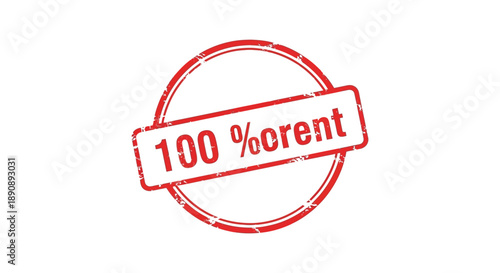 A circular red stamp displays the text 100 cent within a rectangular banner suggesting a financial or promotional context