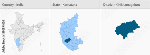 Chikkamagaluru_Map_vector detailed map illustration graphic for educational reference, geographic visualization, design layouts, presentations, digita