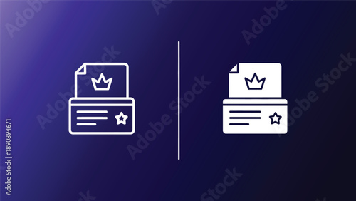 Premium versus standard document icons on purple gradient background