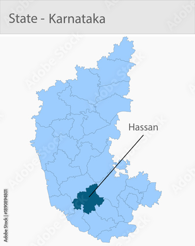 Hassan-Karnataka_Map detailed map illustration graphic for educational reference, geographic visualization, design layouts, presentations, digital med