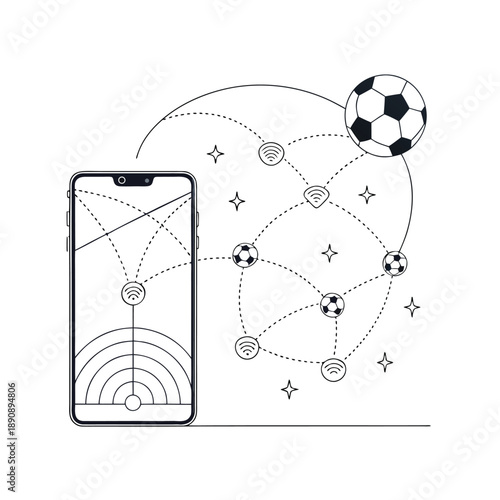 Football Strategy Digital Display With Soccer Balls And Phone