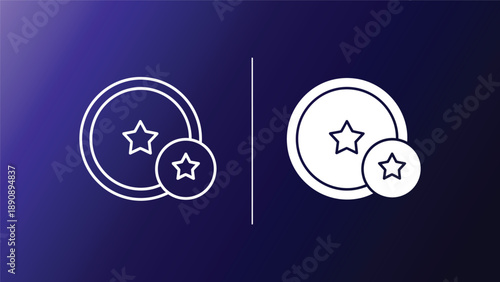 Minimalist star rating icons with simple design and white outline on dark blue gradient background symbolizing quality and excellence