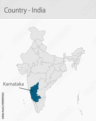 Karnataka-India_Map detailed map illustration graphic for educational reference, geographic visualization, design layouts, presentations, digital medi