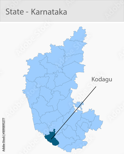 Kodagu-Karnataka_Map detailed map illustration graphic for educational reference, geographic visualization, design layouts, presentations, digital med