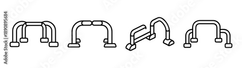 Line art vector icon set featuring push-up bars for exercise