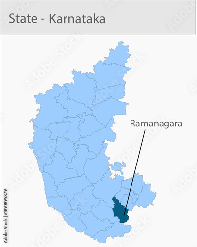 Ramanagara-Karnataka_Map detailed map illustration graphic for educational reference, geographic visualization, design layouts, presentations, digital