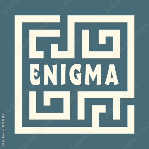 Enigma Maze Frame Word Badge Illustration