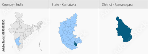 Ramanagara_Map_vector detailed map illustration graphic for educational reference, geographic visualization, design layouts, presentations, digital me