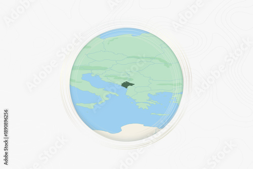 Stylized Map of Albania with Neighboring Areas.