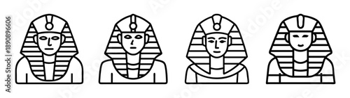 Ancient egyptian pharaohs outline icon set. historical rulers