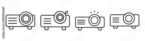 Projector icon set. video presentation display device symbols
