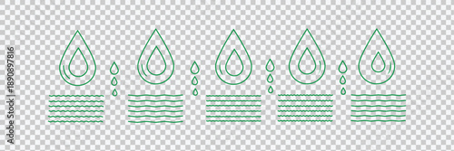 Vector blue water drop icon set. Flat droplet logo shapes collection