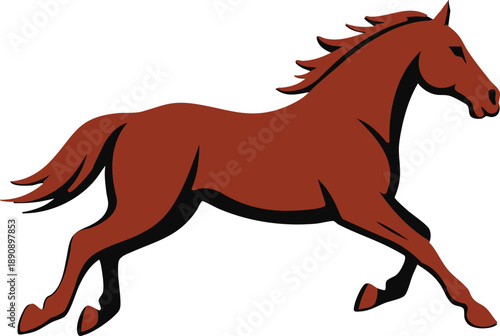 Running Brown Horse Illustration