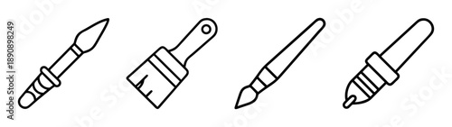 Art and craft tools vector line icons set. creativity and hobby