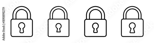 Padlock security lock icon symbol set for data protection and privacy.
