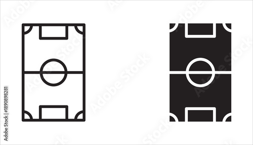 Football field icon set. Flat design style. Vector graphic design symbols. White background.