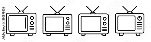 Retro television icon set for broadcast media and entertainment