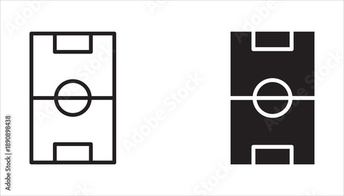 Football field icon set. Flat design style. Vector graphic design symbols. White background.