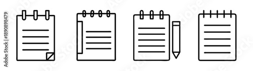 Notebook and notepad line icons set, vector illustration concept
