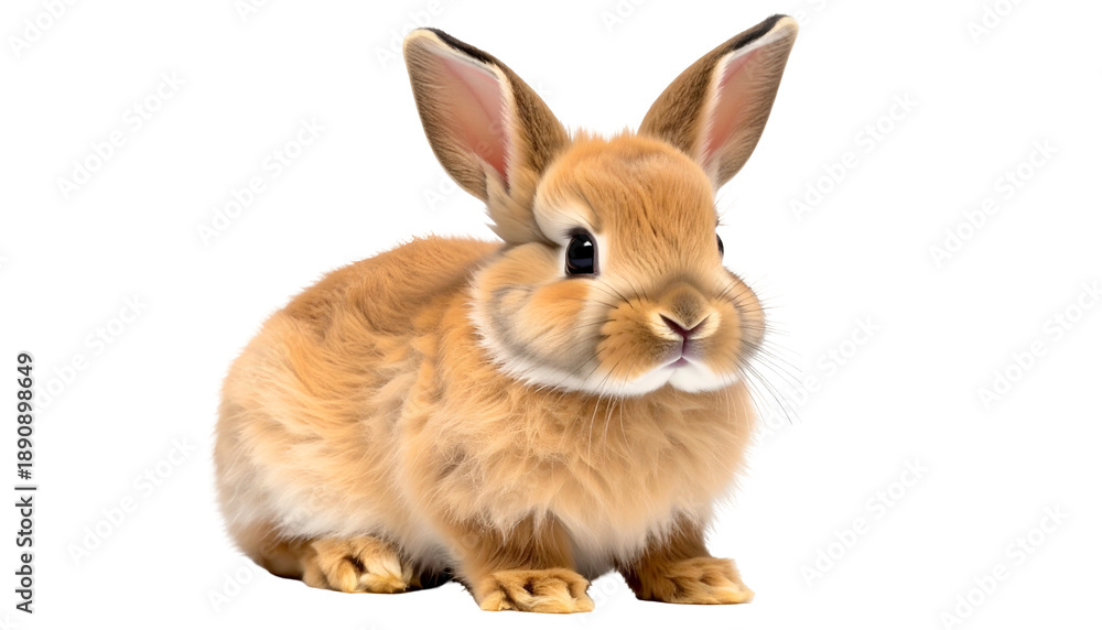 Obraz premium A fluffy brown bunny rabbit with perky ears, white whiskers, and a curious gaze