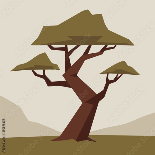 Savanna Tree Landscape Illustration