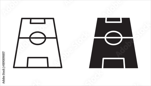 Football field icon set. Flat design style. Vector graphic design symbols. White background.