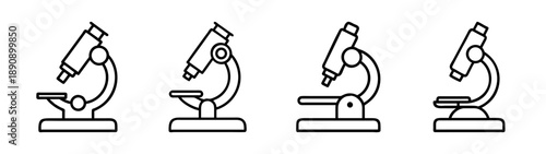 Microscope outline icons set science laboratory research symbol
