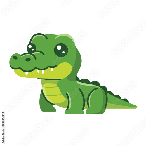 Little crocodile crawling, reptile show sticker, wildlife photography workshop badge, zoo keeper talk, environmental education session vector icon for kids