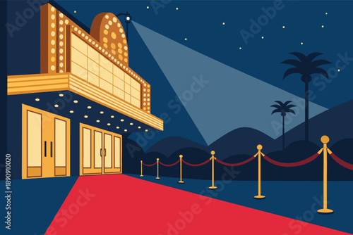 Marquee Sign Movie Premiere Night Illustra