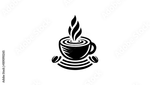 hot choclate, coffee, cup, logo vector hot chocolate, cup, coffee cup, Stylized Black White Coffee Cup with Decorative Steam, Coffee Beans, coffee icon isolated on white background, heart vector