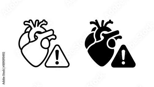 Heart Health Warning Symbols Medical Alert Icons Set