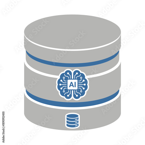 Central AI model repository database, training artifacts storage, MLOps conference icon, model registry workshop session, experiment tracking vector graphic