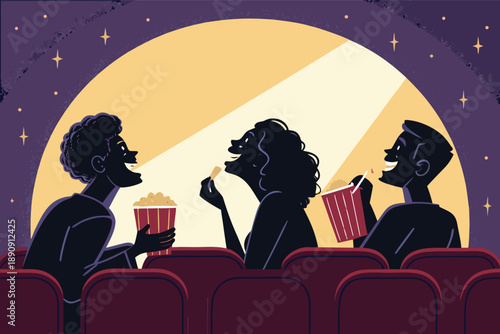 Movie Night Friends Laughing Row