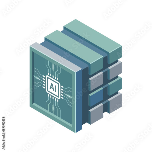 AI processor chip modules stack, hardware accelerator illustration, machine learning conference banner, inference optimization workshop session, high performance computing vector