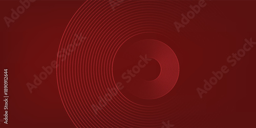 Abstract red background with glowing curve lines. Modern shiny red gradient geometric circle lines pattern. Futuristic concept. Suit for banner, brochure, poster, presentation, cover, website