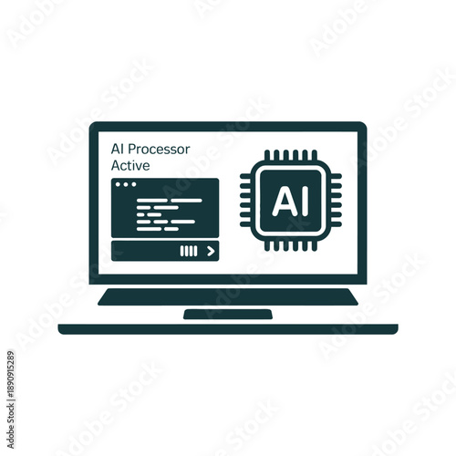 AI processor analytics monitor vector for keynote presentation, digital innovation summit schedule, automation training session, research meetup banner design.