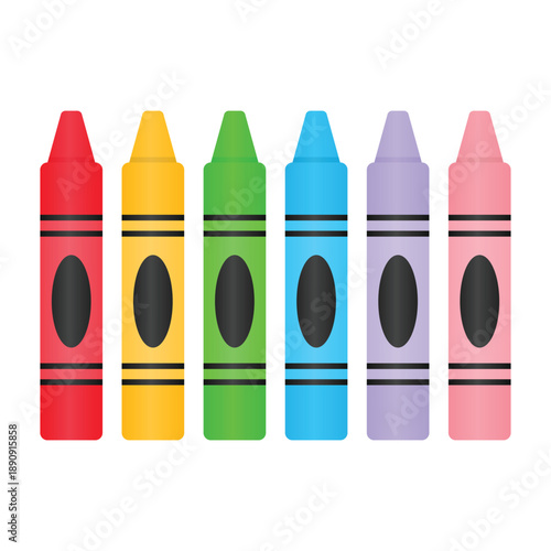 Colorful set of paints crayon and markers with bright tips isolated on white background as an artistic office object illustration