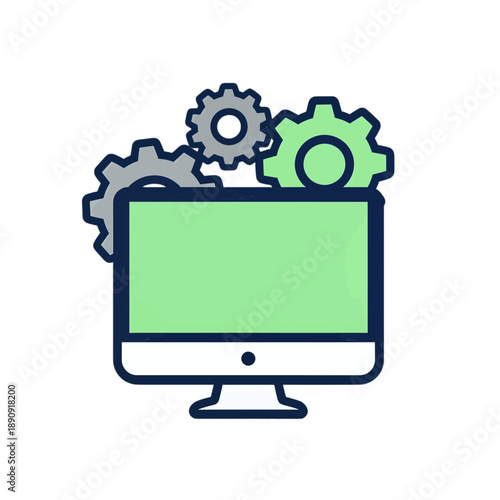 Computer Settings Icon with Gears.