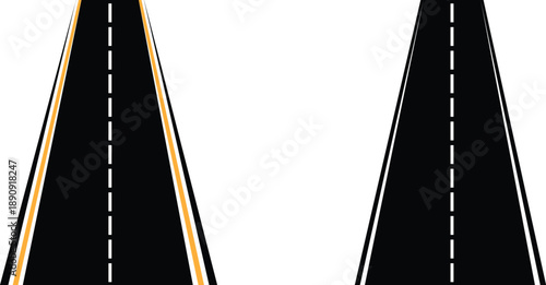 Straight road, highway black road and Vector illustration isolated on white background. 