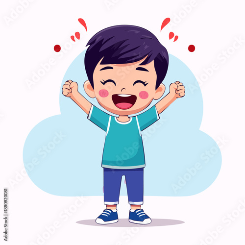 Happy Cartoon Boy with Green Pacifier.