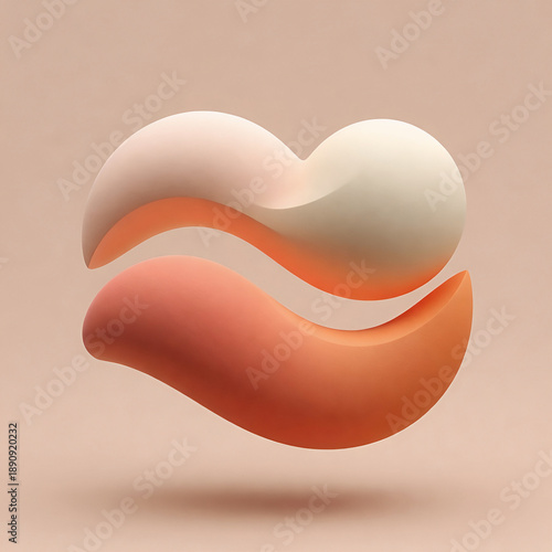 Floating Abstract 3D Wave Form with Warm Pastel Tones