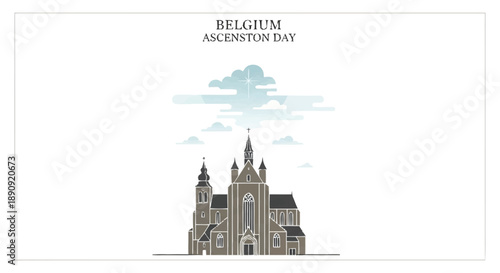 Belgium Ascension Day Church with Clouds cathedral gothic architecture