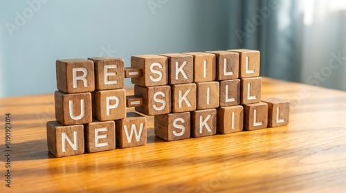 Wooden blocks with re skill up.